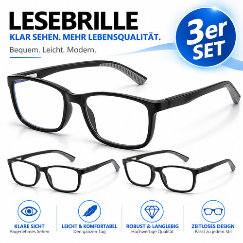 3er set lesebrille herren - 3er, set,